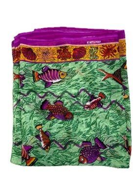 Maurice Tropical Fish Seashell Ocean Print Large Scarf Wrap Vibrant Beach Sarong